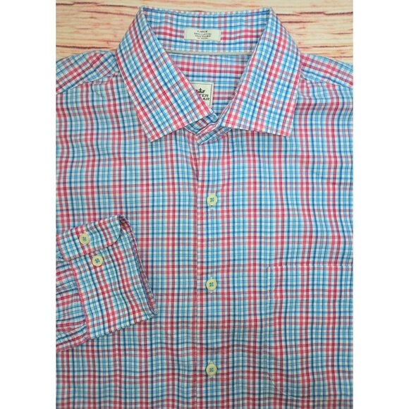 Peter Millar Mens Crown Plaid Dress Shirt Large - Picture 4 of 7